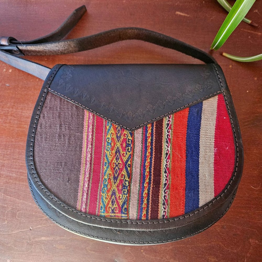 Bolivian Leather & Aguayo Shoulder Bag